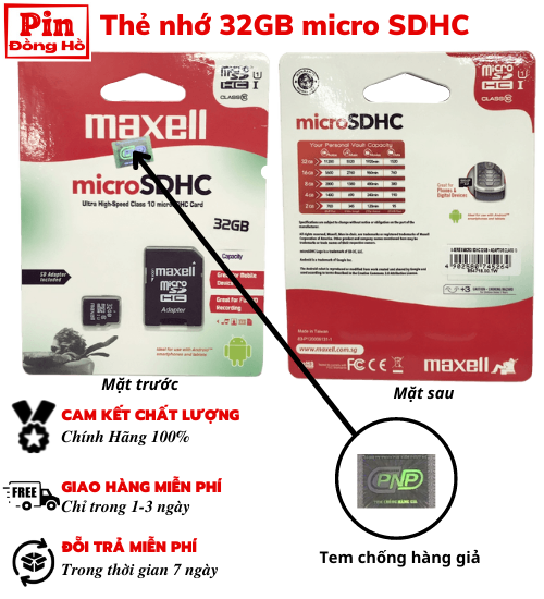 Thẻ nhớ 32GB micro SDHC Hàng chính hãng