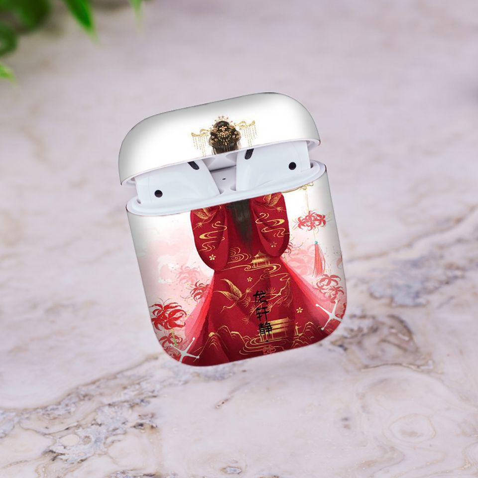 Miếng dán skin chống bẩn cho tai nghe AirPods in hình Bỉ ngạn hoa - acp031 (bản không dây 1 và 2