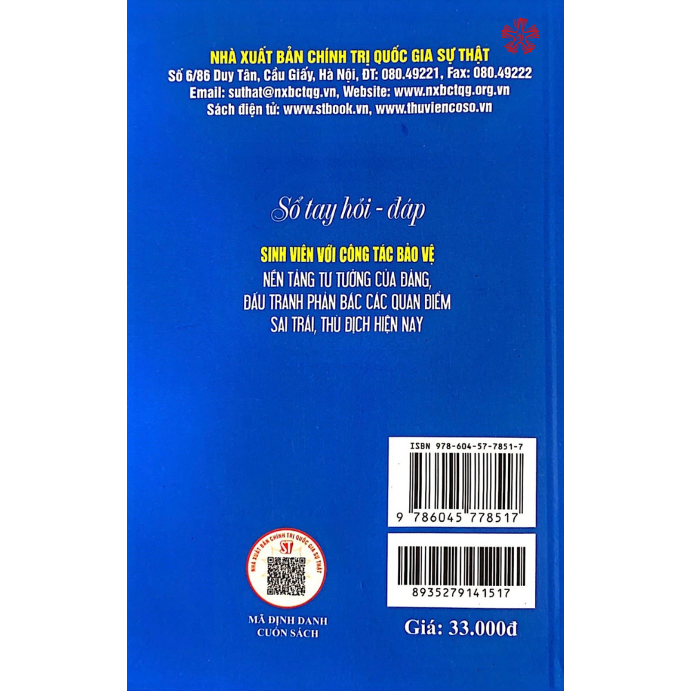 Sổ tay hỏi - đáp sinh viên với công tác bảo vệ nền tảng tư tưởng của Đảng, đấu tranh phản bác các quan điểm sai trái, thù địch hiện nay