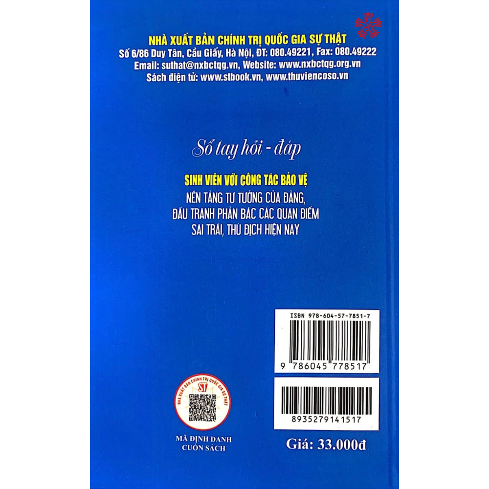 Sổ tay hỏi - đáp Sinh viên với công tác bảo vệ nền tảng tư tưởng của Đảng, đấu tranh phản bác các quan điểm sai trái thù địch hiện nay