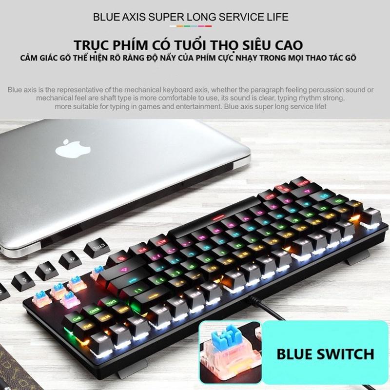 Bàn Phím Cơ Chuyên Game-Bàn Phím Cơ Máy Tính K550 Pro Led RGB -Blue Switch Có 10 Chế Độ Màu -BH 3 THÁNG-Giao hàng nhanh