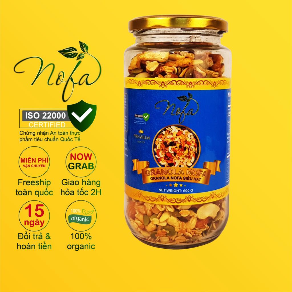 Granola siêu Hạt &amp; Quả NOFA 600gr, Ngũ cốc giảm cân thêm Macca, Óc chó đỏ