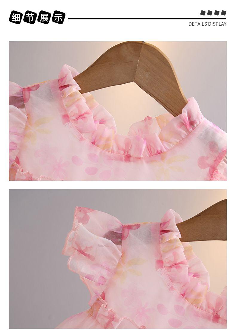 CHENGRUI Snoopy cô gái đầm mùa hè chiffon váy bé gái đầm hoa đầm công chúa trẻ em váy