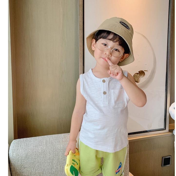 Áo thun bé trai ba lỗ sát nách cotton thoáng mát màu trơn túi ngực size đại 30kg Magickids Quần áo trẻ em AO22020