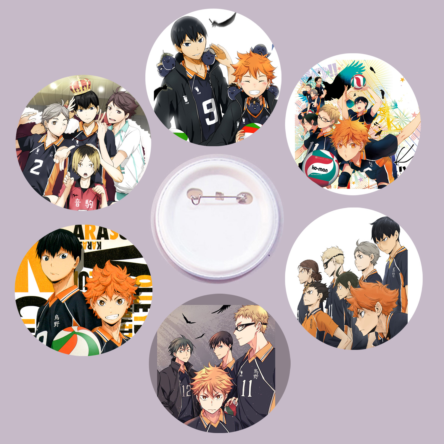 Set 5 huy hiệu Haikyuu nhóm và nhân vật