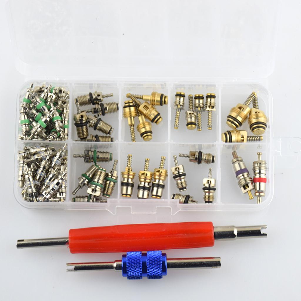 102 pieces A/C System Valves with Remover Tool Kit For R12/ R134A
