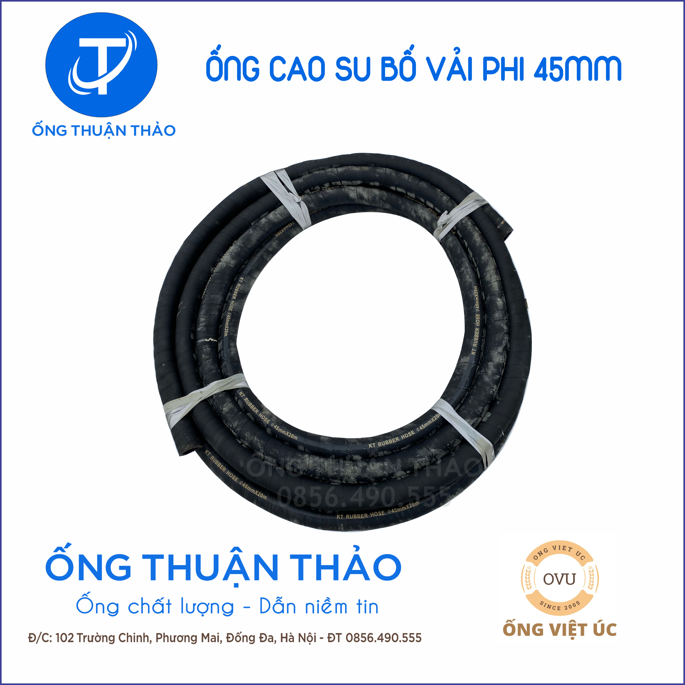 Ống Cao Su Bố Vải Phi 45mm cuôn 20 mét- Hàng Nhập Khẩu - Ống Thuận Thảo