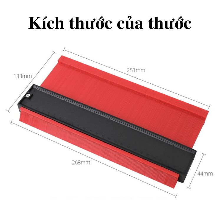 Thước sao chép hình dạng dài 25cm x rộng 13cm, thước đa năng copy biên dạng ốp gạch xây dựng thi công nội thất