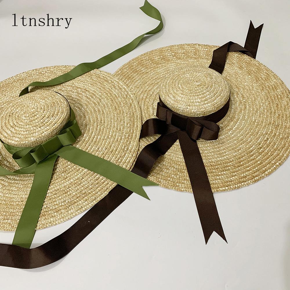 Trang Mới Lớn Vành Rơm Lúa Mì Hat Vành Nơ Layies Đi BiểN Nón Raffia Ống Hút Nón Rộng Vành nón Lưỡi Trai Mũ Nón Nữ Thời Trang