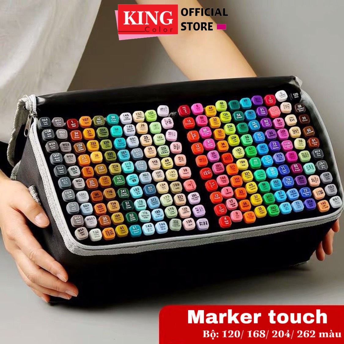 Bút màu vẽ Marker Touch 2 đầu kèm đế - túi vải chuyên nghiệp Bộ 120/168/204/262 màu đa dạng màu sắc