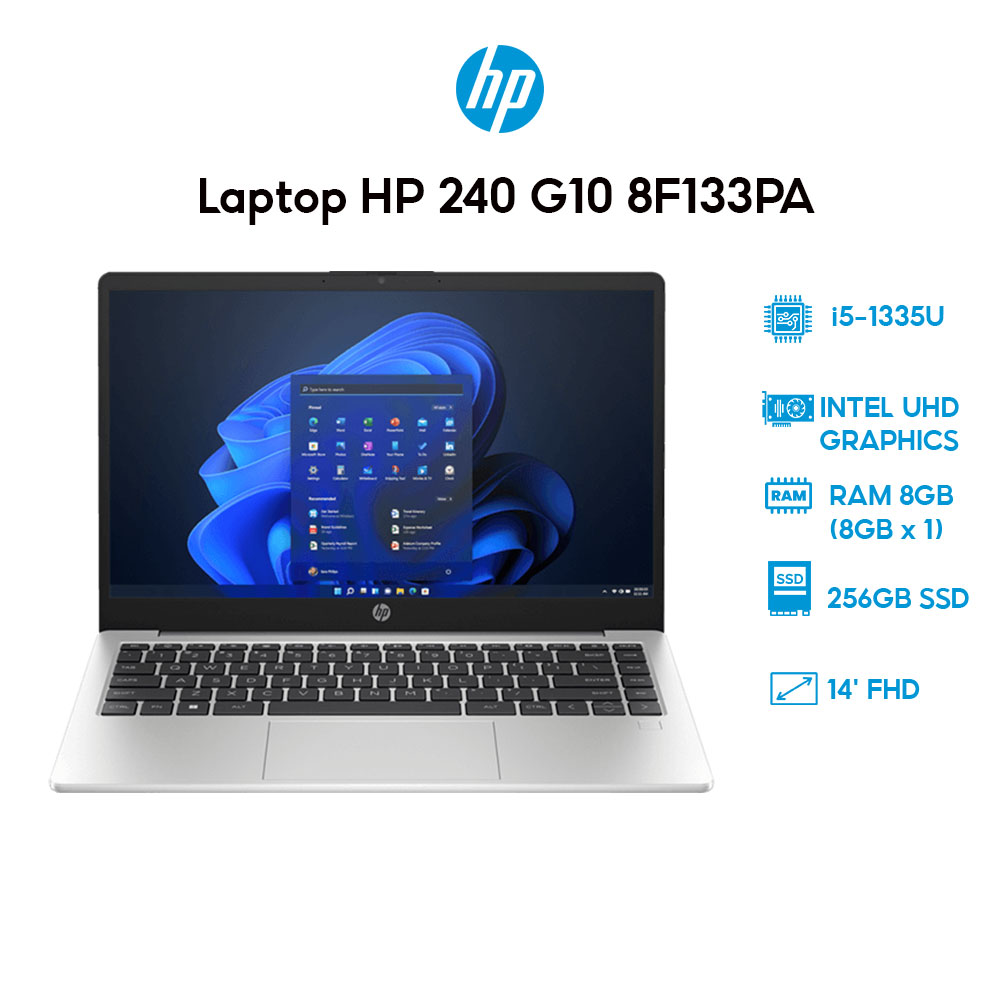 Laptop HP 240 G10 8F133PA i5-1335U | 8GB | 256GB | Intel Iris Xe Graphics | 14' FHD | Win 11 - Hàng Chính Hãng