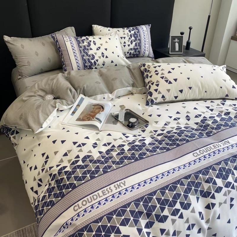 Bộ Chăn Ga Gối Cotton Living Hàng Nhập Khẩu Cao Cấp 4 Món Hoạ Tiết Gạch