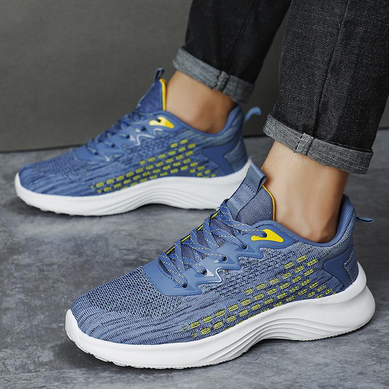Giày nam chạy giày thoải mái giày thể thao nam xu hướng giày đi bộ nhẹ giày thể thao nam giới thở lượn Color: Blue Shoe Size: 45