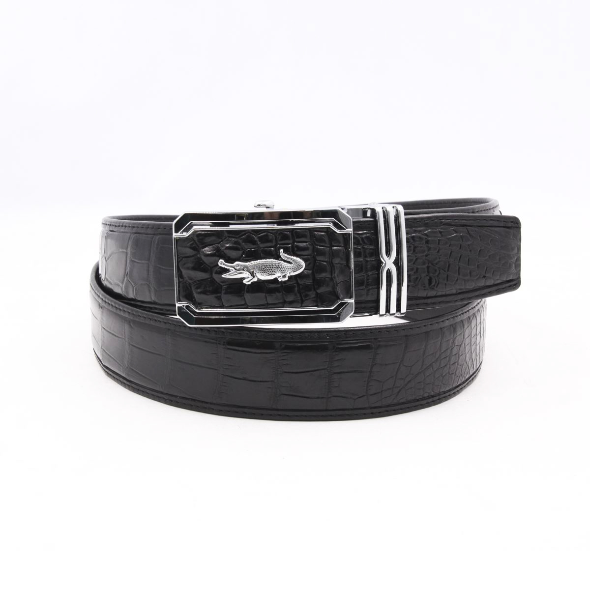 Thắt Lưng Nam Da Cá Sấu Thật KEM Leather Dây Nịt Da Cá Sấu Thật Dây Liền Nguyên Con Phần Da Bụng Trơn Màu Đen Cao Cấp KEMTL01 Bảo Hành Chính Hãng 24 Tháng