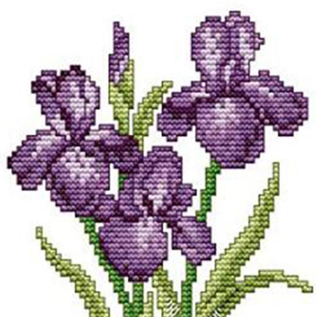 2Set Stamped Cross Stitch Kit With Pre-printed Cloth Fower Pattern
