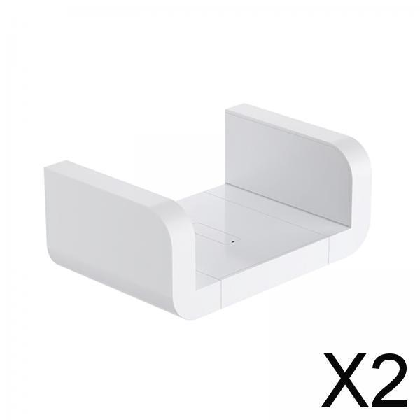 2xFloating Wall Shelves White U Shaped for Bathroom Display Organizer 17cm