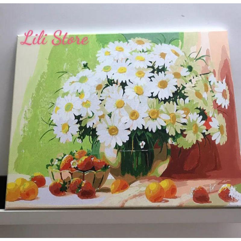 Tranh sơn dầu số hóa tự tô DIY khổ 40x50cm khung căng sẵn- tranh về hoa đẹp nhất