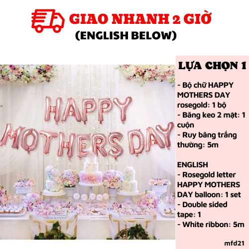Bộ bong bóng chữ trang trí Happy Mothers Day balloon set mfd21