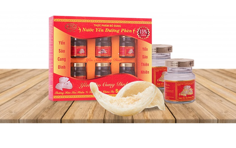 YẾN SÀO CUNG ĐÌNH-Bộ 9 hộp nước yến đường phèn tặng 10 gói cháo yến thịt bằm