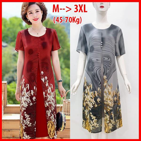 ️Đầm Suông Trung Niên️ Kiểu Đầm Big Size Kèm Họa Tiết Cho Trung Niên U50, U60,U70 Đi Dự Tiệc