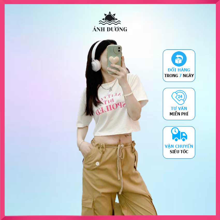 Set áo croptop nữ và quần túi hộp Bozip phối kaki Tik Tok Store M206, set đồ nữ đi chơi
