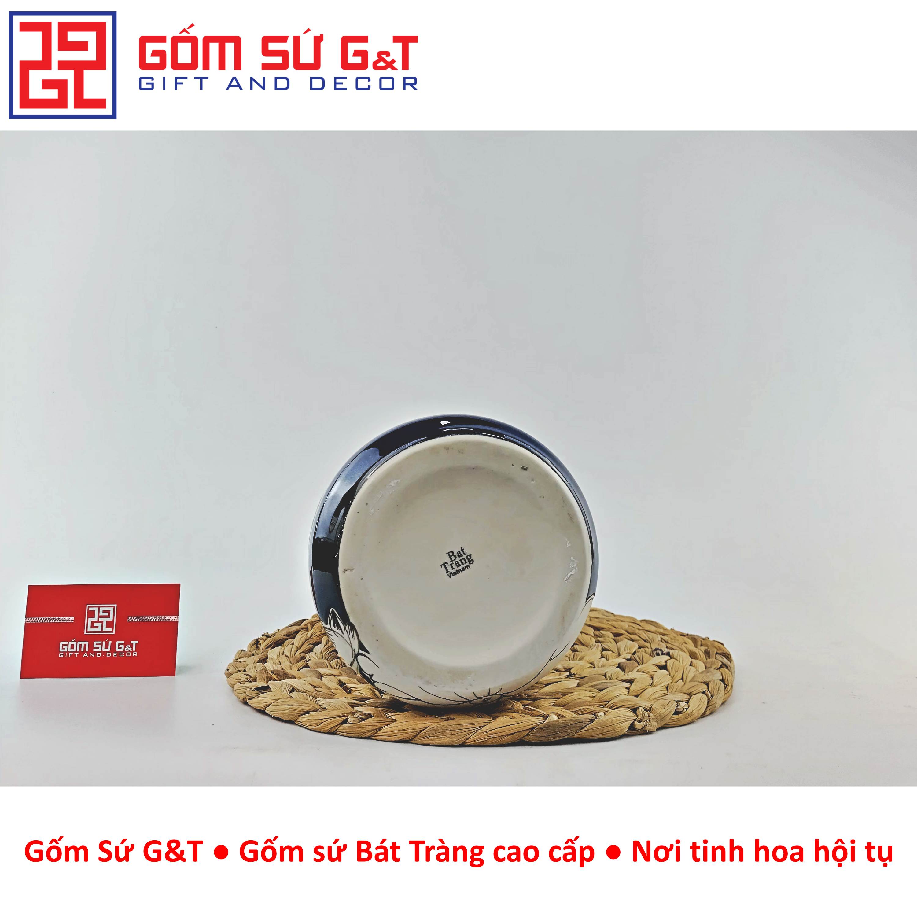Lọ hoa men hỏa biến dáng đầm vẽ sen Gốm Sứ G&amp;T