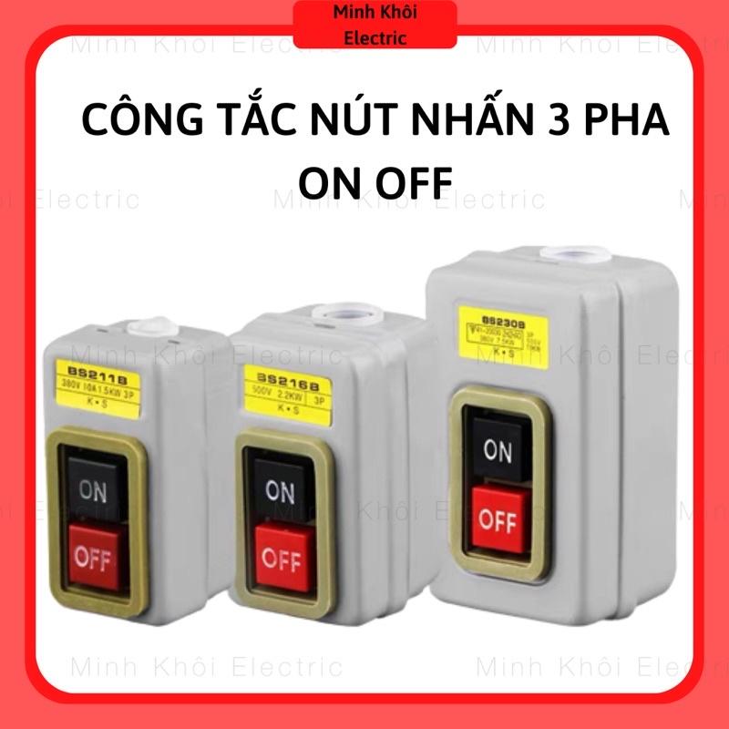 Công Tắc Nút Nhấn 3 Pha On Off, công tắc nút nhấn nguồn, hộp điều khiển 2 nút on off