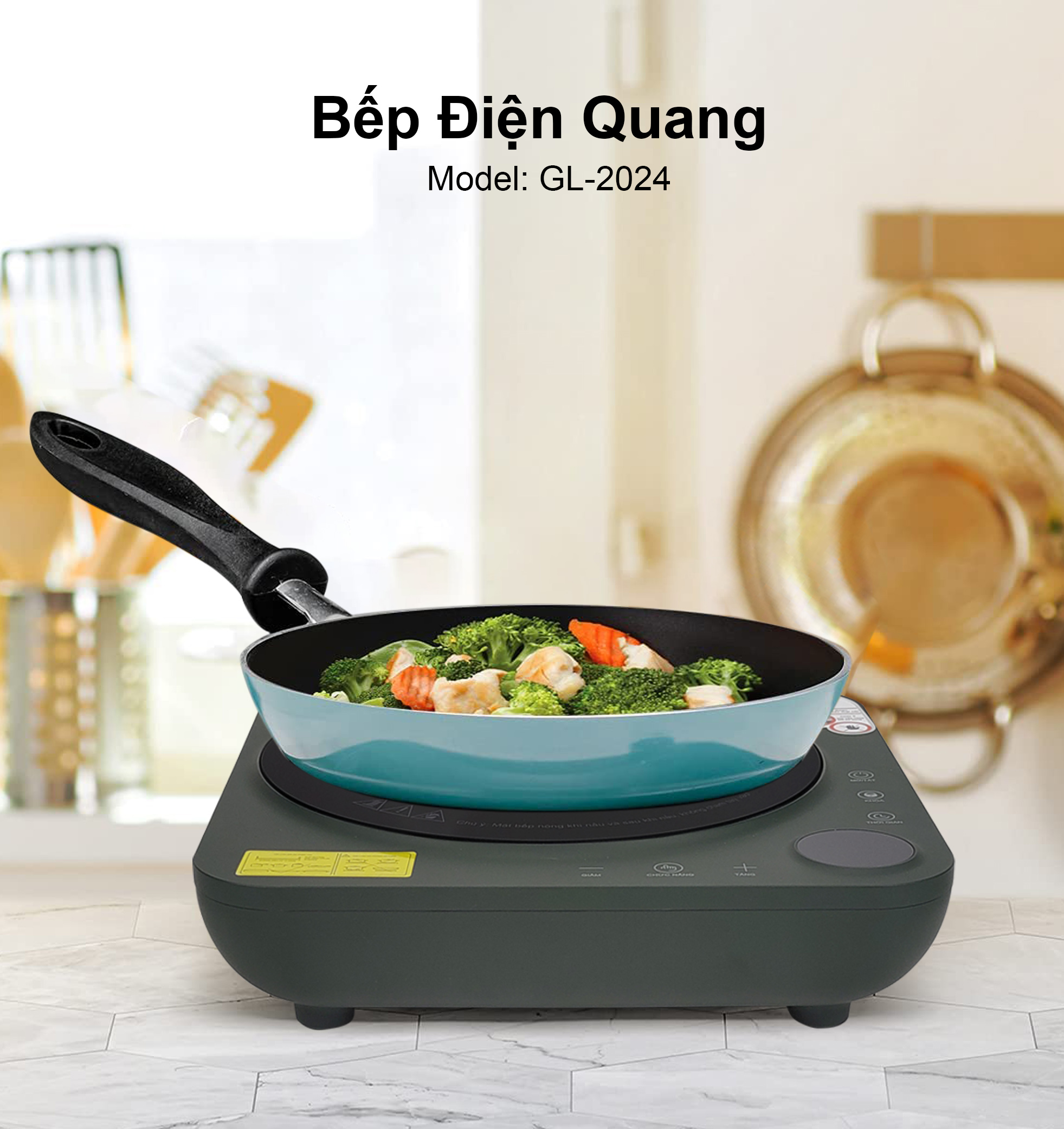 Bếp Điện Quang Gali GL-2024. Không kén nồi, dùng cho các loại nồi đáy bằng. Hàng chính hãng bảo hành 12 tháng