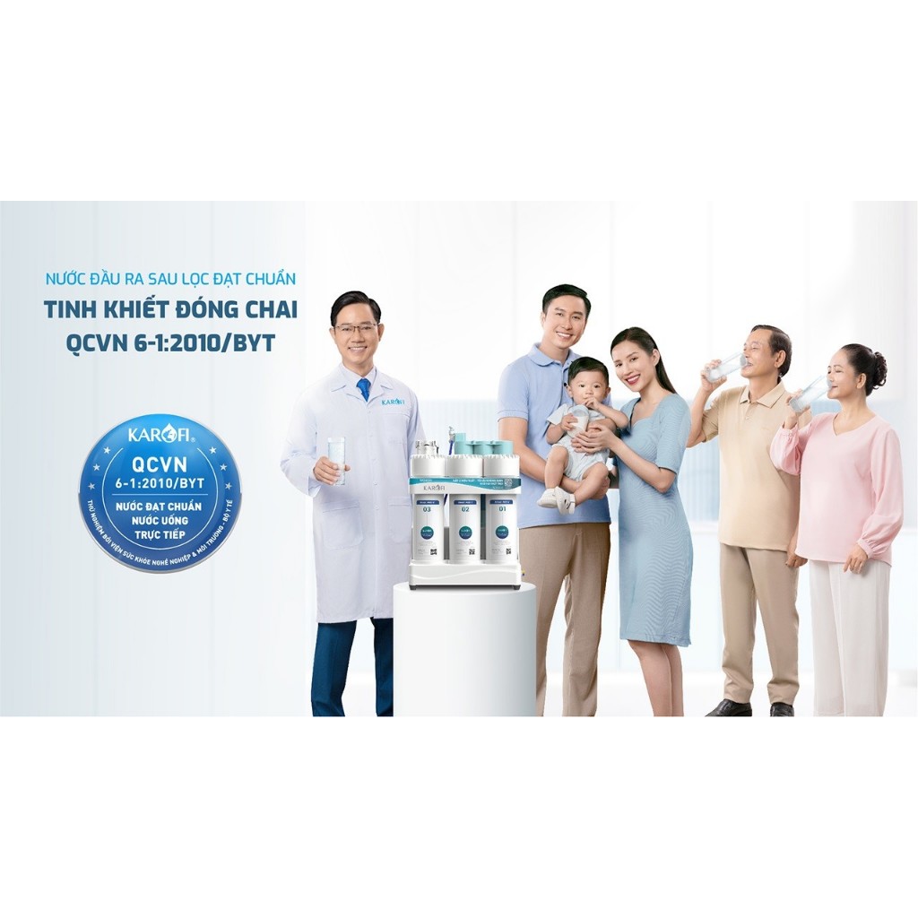 [ĐỘC QUYỀN ONLINE - TẶNG BỘ LÕI] Máy lọc nước RO để gầm Karofi KAQ-UE03 - hệ 10 lõi, Màng RO 50 GPD, Bảo hành 36 Tháng - Hàng chính hãng