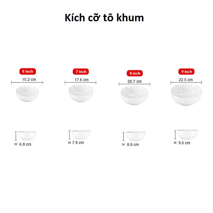 Bát Tô Canh Sứ Trắng Cao Cấp Nhiều Kích Cỡ