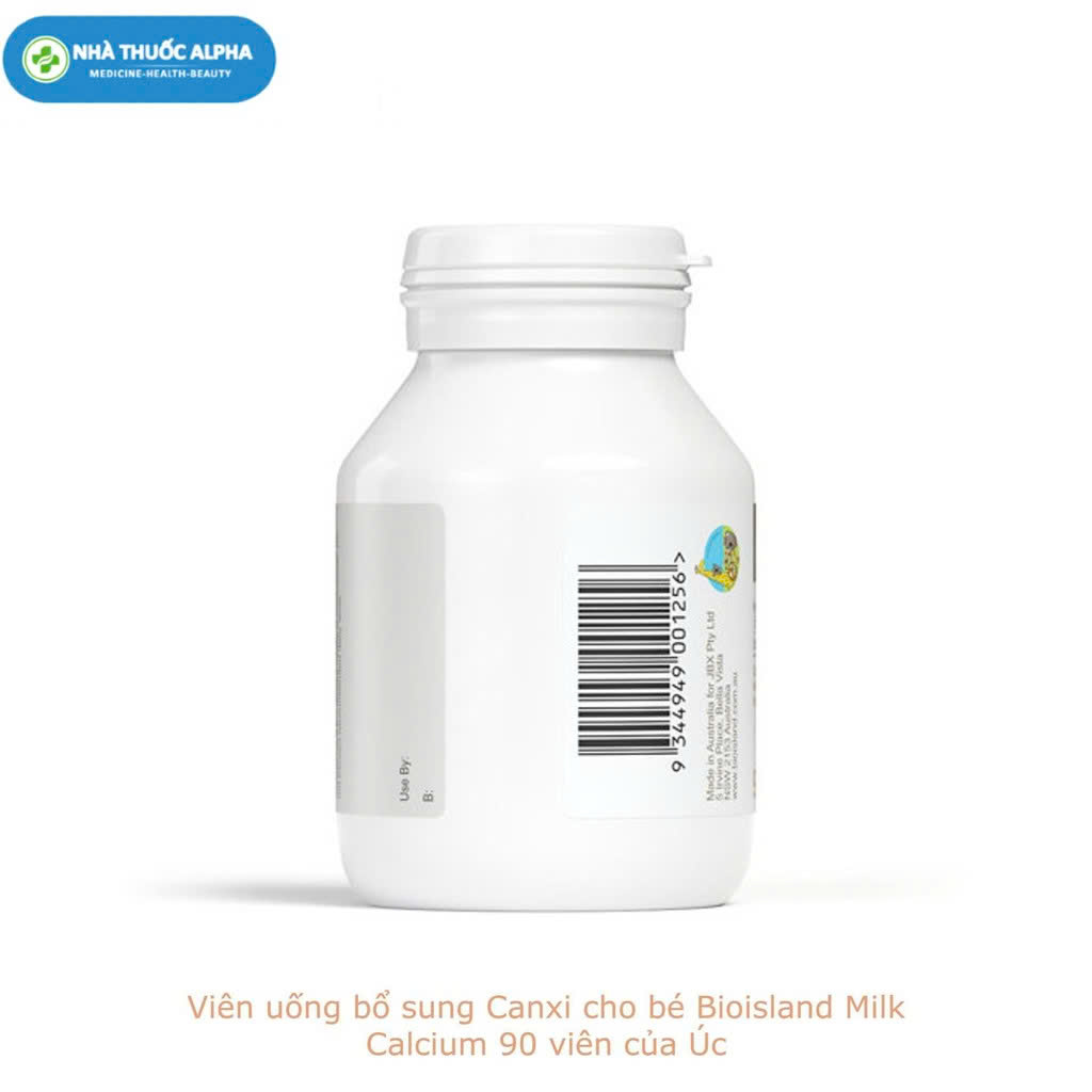 Viên uống bổ sung Canxi cho bé Bioisland Milk Calcium 90 viên của Úc