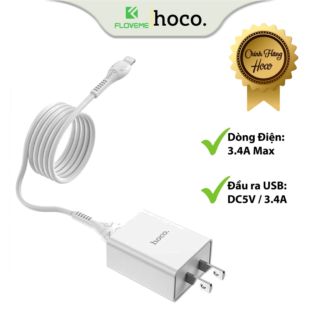 Bộ Sạc Dành Cho Hocoo S2 PLus, Dòng Điện 3.4A Max Cho Tốc Độ Sạc Tối Đa, Chất Liệu Nhựa ABS PC Bền Chắc Cao Cấp, Cáp Dài 1M - Hàng Chính Hãng.