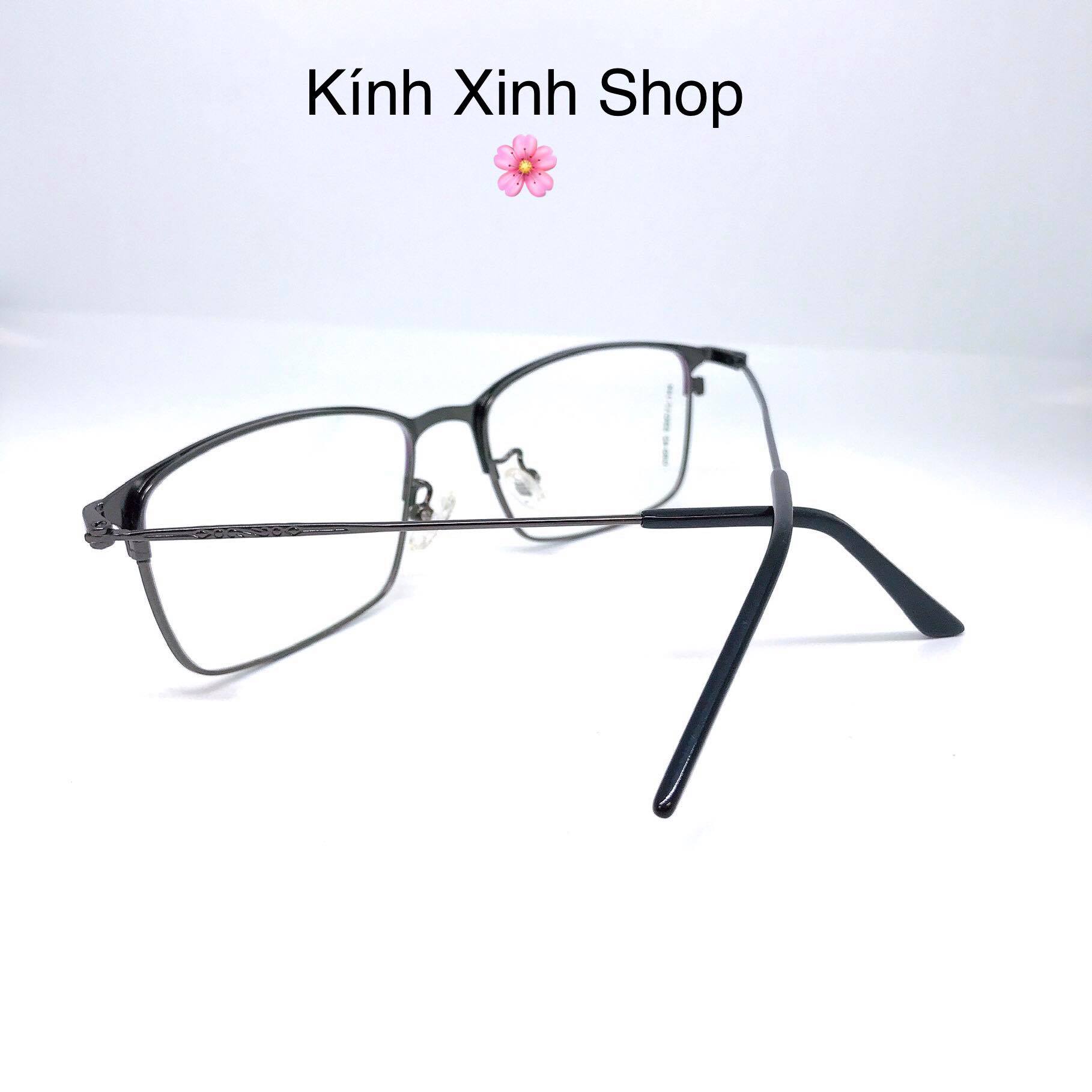 Kính mắt vuông kim loại Korea tăm mảnh tròng chống ánh sáng xanh uv (Nhiều màu)