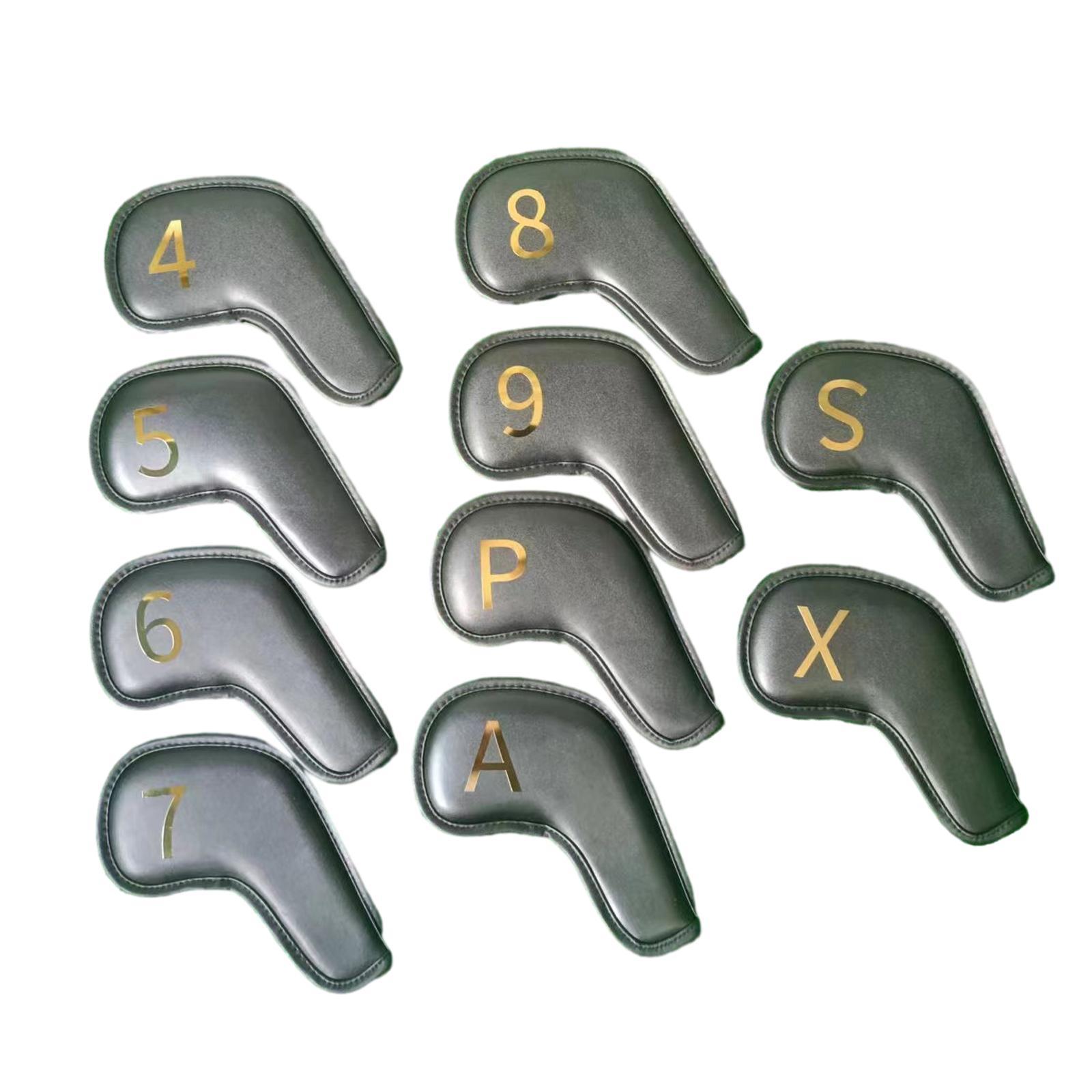 10Pcs Golf Iron Head Covers Golf Iron Headcovers PU Leather Golf Club Covers