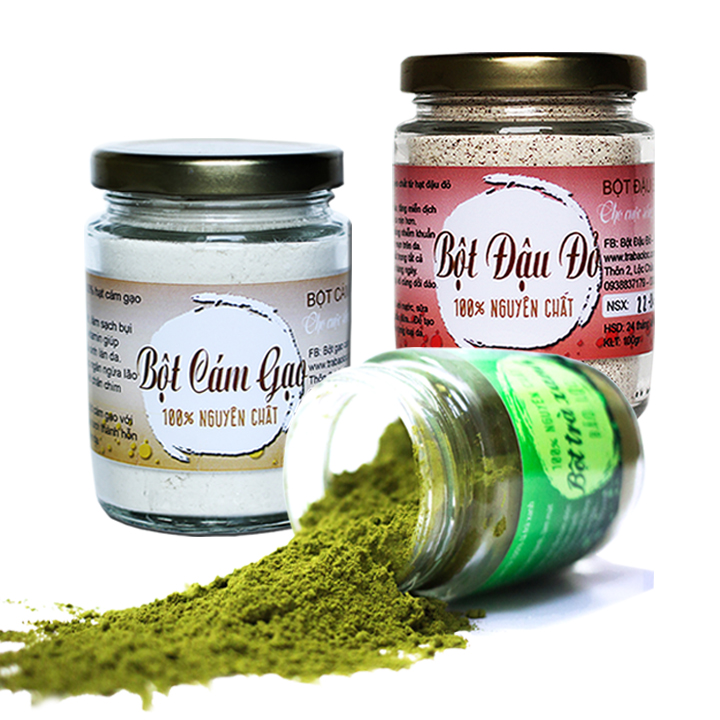 Combo Bột Trà Xanh + Bột Cám Gạo + Bột Đậu Đỏ Nguyên Chất Vũ Gia