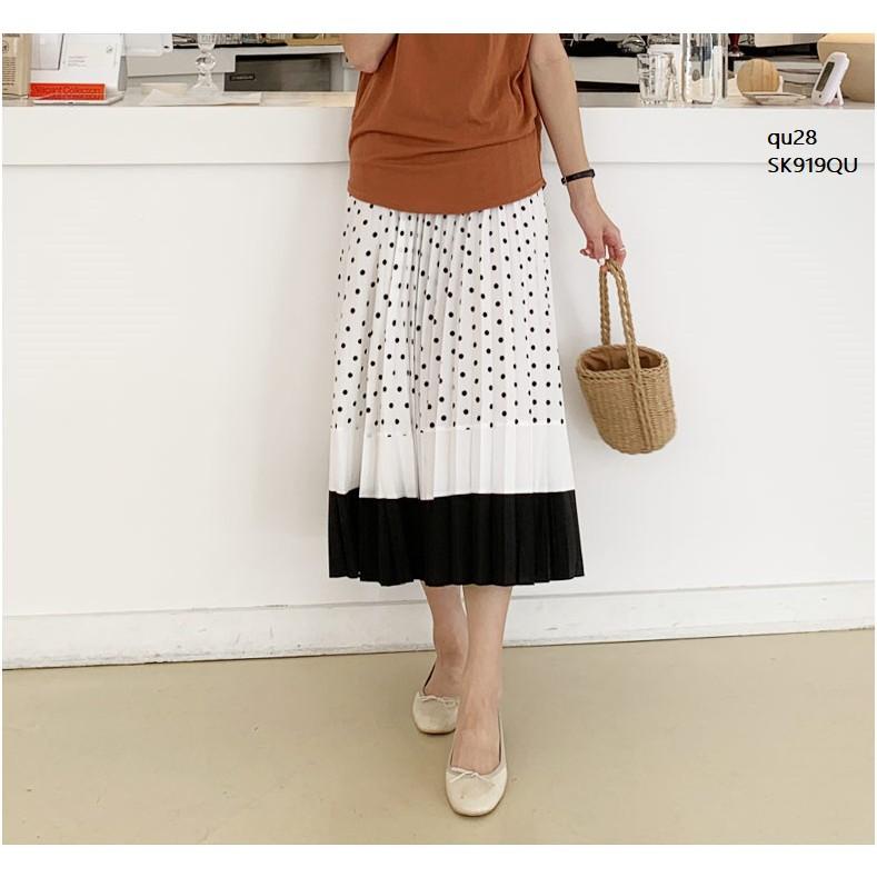 SK827 CHÂN VÁY CHẤM BI PHỐI XẾP LY