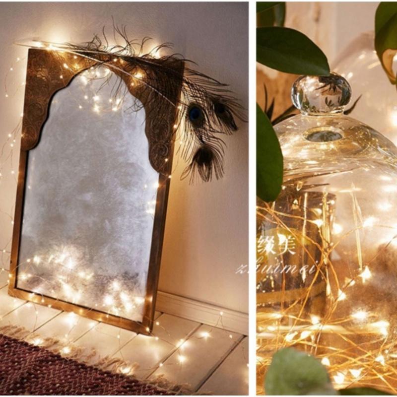 Dây đèn led trang trí phòng ngủ gương dùng pin ngoài sinh nhật trời bể cáfairylight đom đóm có sẵn pin dài 1m-2m-3,5m