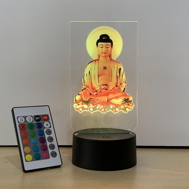 Đèn Led in hình Phật Adida tọa đài sen, vật phẩm phong thủy