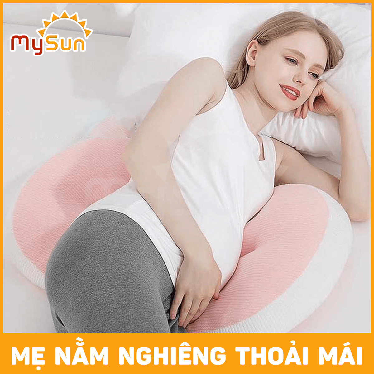 Gối bầu cánh tiên cho bà bầu ôm ngủ kê lưng bụng cao cấp thoải mái bằng vải cotton 100% MySun