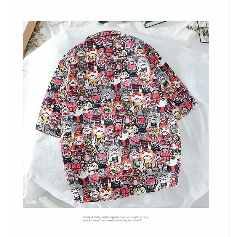 Áo sơ mi ngắn tay in họa tiết hoạt hình thời trang dành cho nam