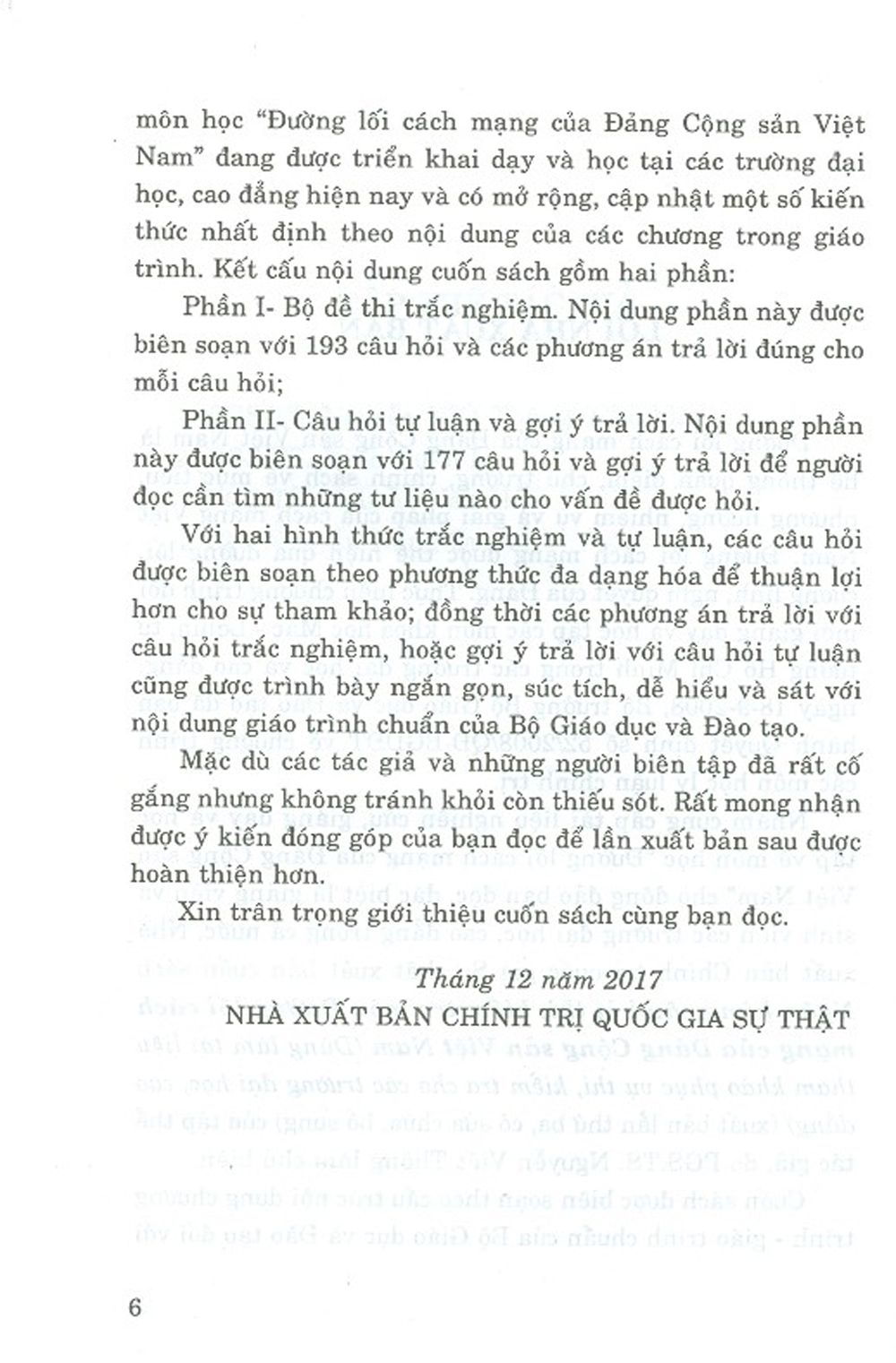 Ngân Hàng Câu Hỏi Thi, Kiểm Tra Môn Đường Lối Cách Mạng Của Đảng Cộng Sản Việt Nam - Tái bản