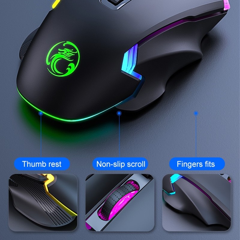 Chuột Led RGB gaming T70 7200dpi công thái học chống mỏi cổ tay Cho máy tính laptop hàng nhập khẩu