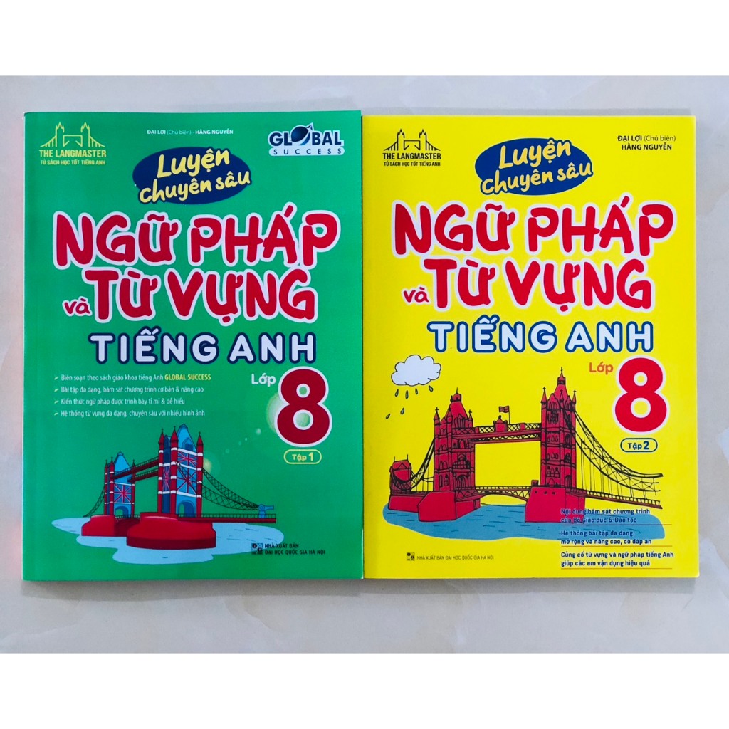Sách - Combo Luyện chuyên sâu ngữ pháp và từ vựng tiếng anh lớp 8 tập 1+2