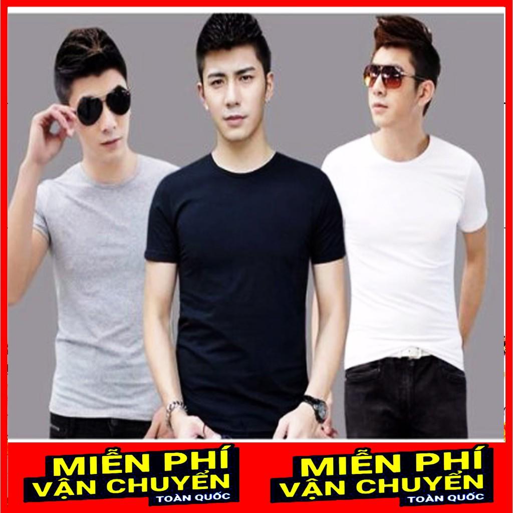 COMBO 3 Áo thun trơn nam form rộng phong cách hàn quốc vải poly cotton mịn MÀU ĐEN-TRẮNG-XÁM SIÊU SALE !! SIÊU SALE