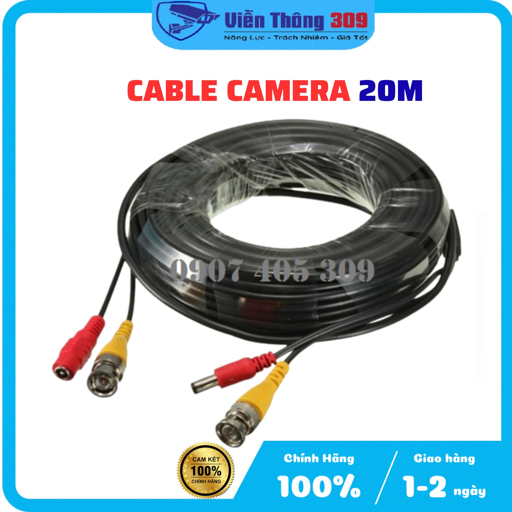 ️ Cáp tín hiệu camera liền nguồn 10/20/30/40m có nguồn và đầu BNC tiện lợi, dễ sử dụng