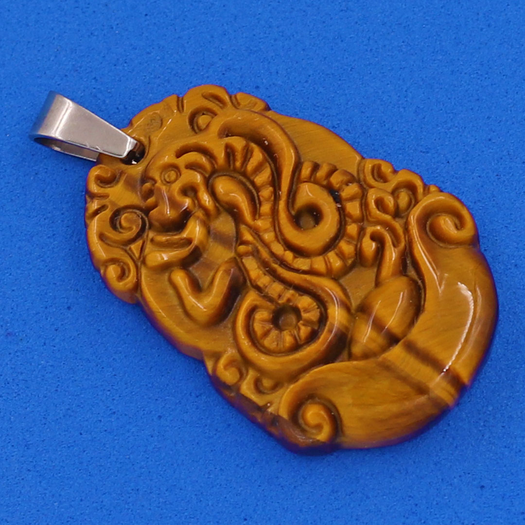Mặt dây chuyền tuổi Tỵ đá mắt hổ 3.6cm - Mặt size nhỏ