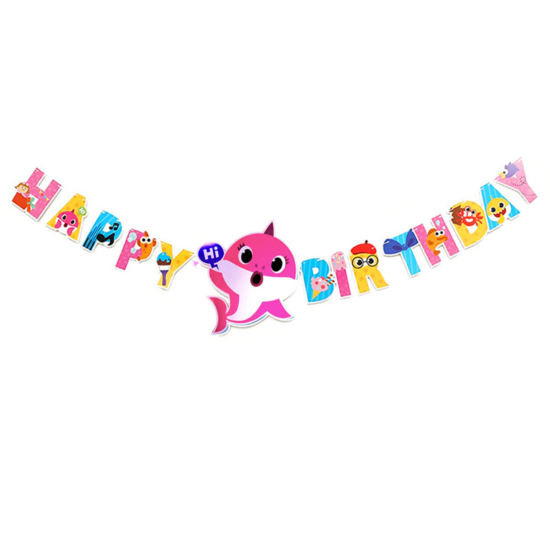 Dây chữ Happy Birthday trang trí sinh nhật Baby Shark