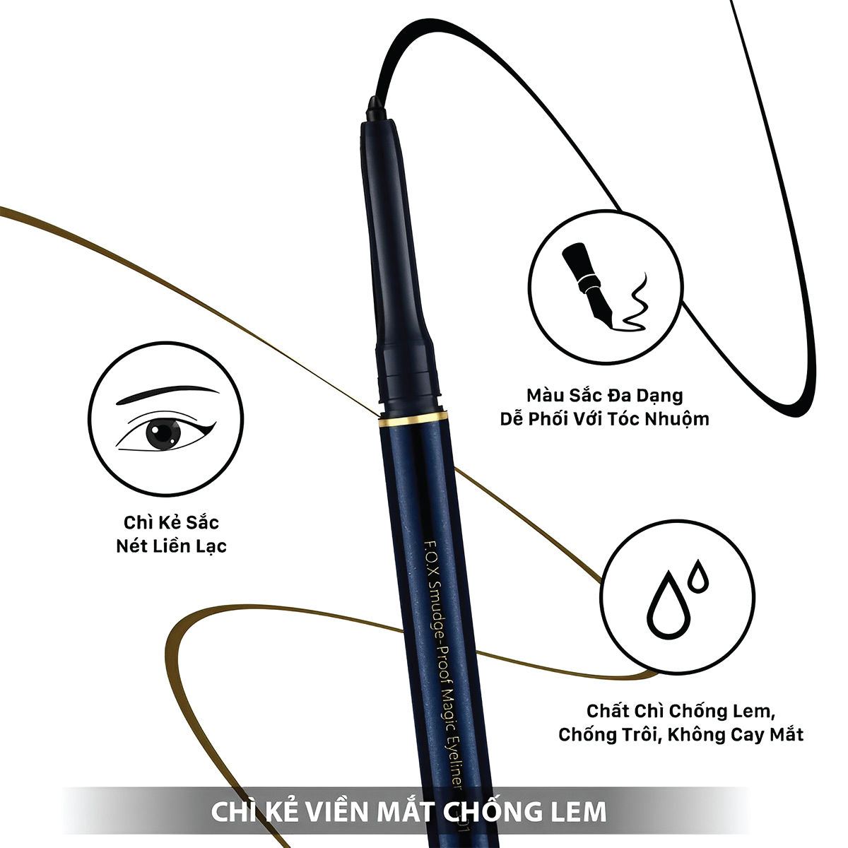 Chì Kẻ Viền Mắt Chống Lem FOX Smudge-Proof Magic Eyeliner 0.3g