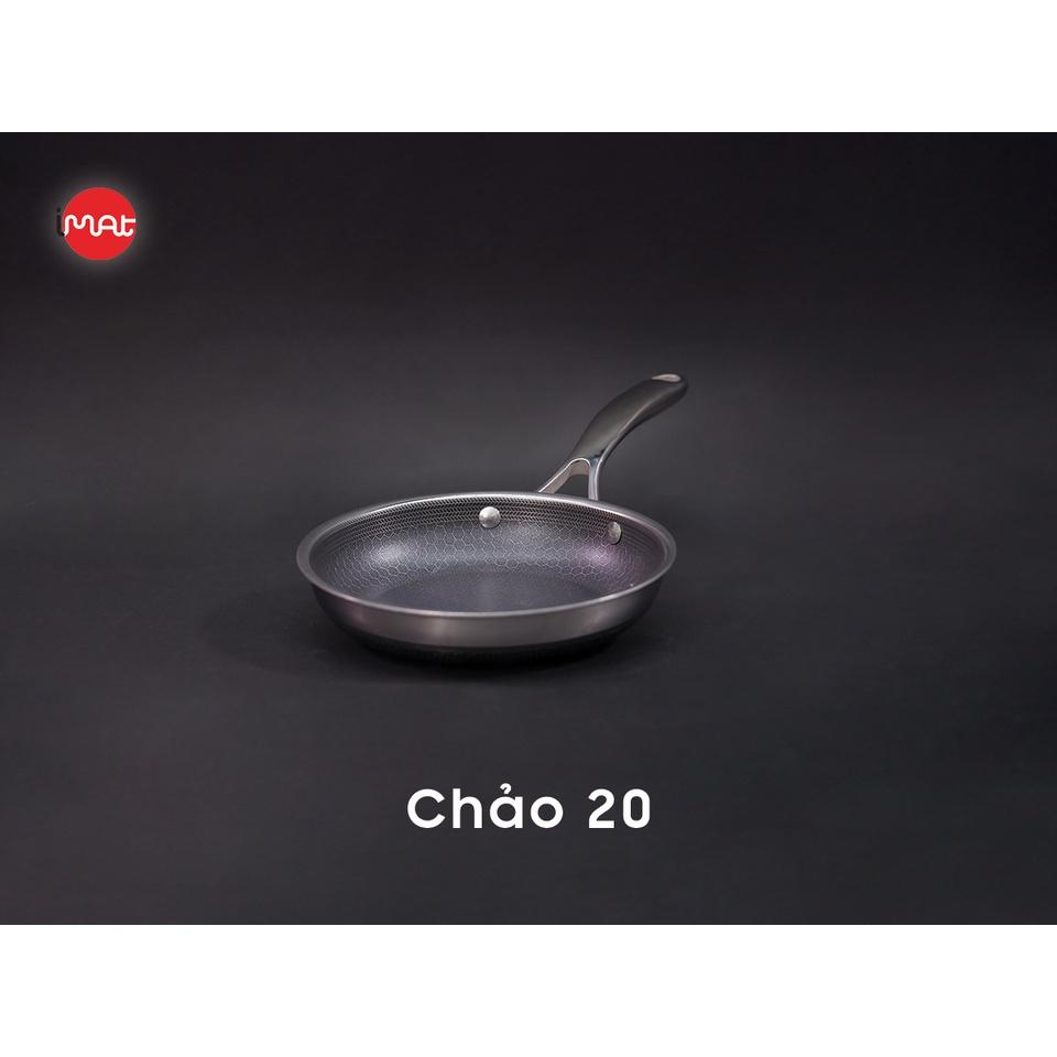 Bộ chảo chống dính bếp từ iMat Hybrid size 20cm kết hợp giữa lớp phủ điêu khắc chống dính Blackcube  và inox 430