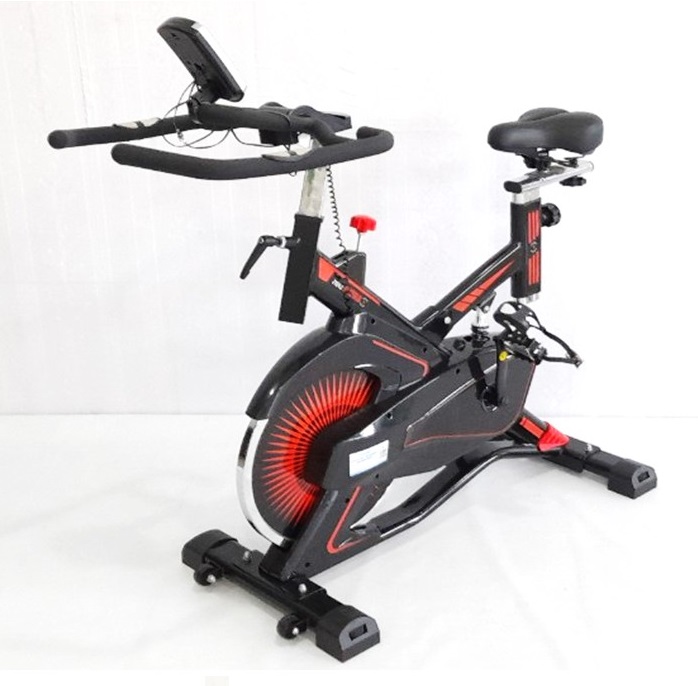 Xe Đạp Tập Thể Dục Airibike MK -291: Đỏ đen có đồng hồ đo nhịp tim thời gian tốc độ quãng đường.